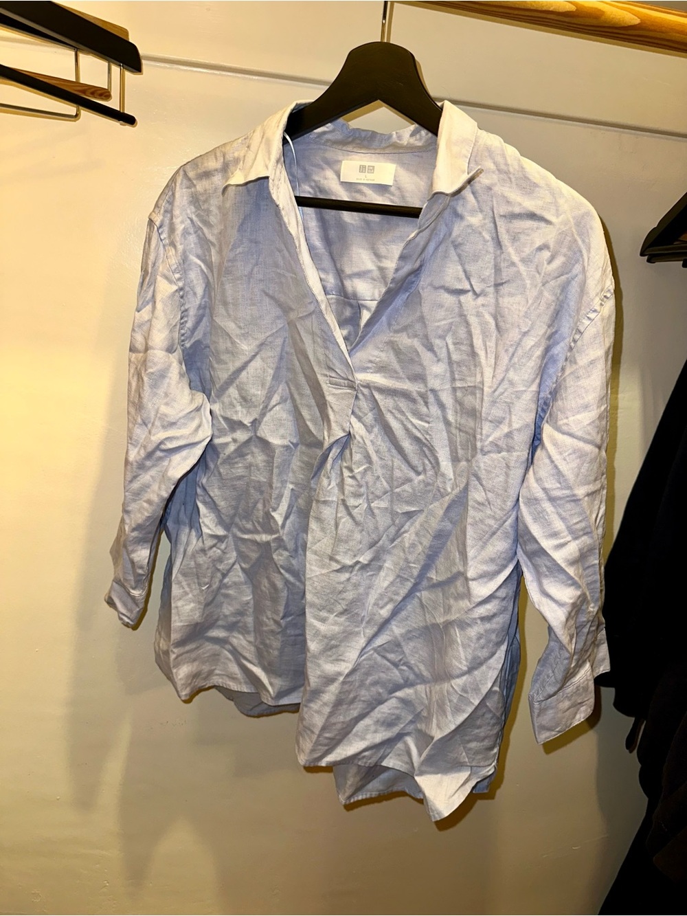 Light Blue Women’s Linen-Blend Shirt - Uniqlo